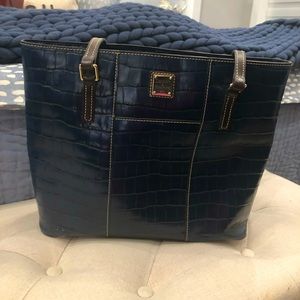 DOONEY & BOURKE Shoulder Bag navy blue Croc Embossed Leather Tote